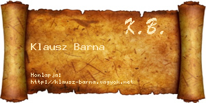 Klausz Barna névjegykártya